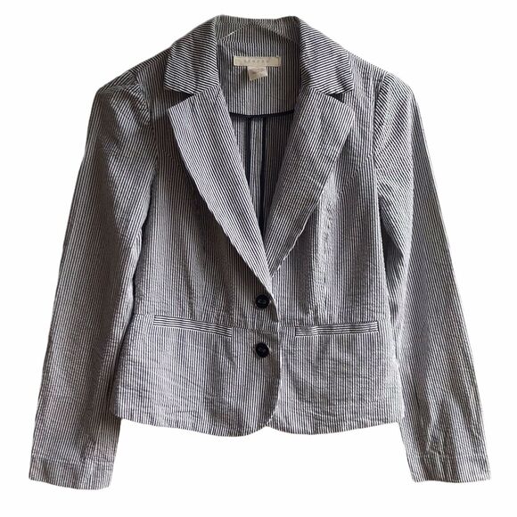 Sandro Seersucker Blazer Size S 100% Cotton Career Work Jacket - Picture 1 of 9